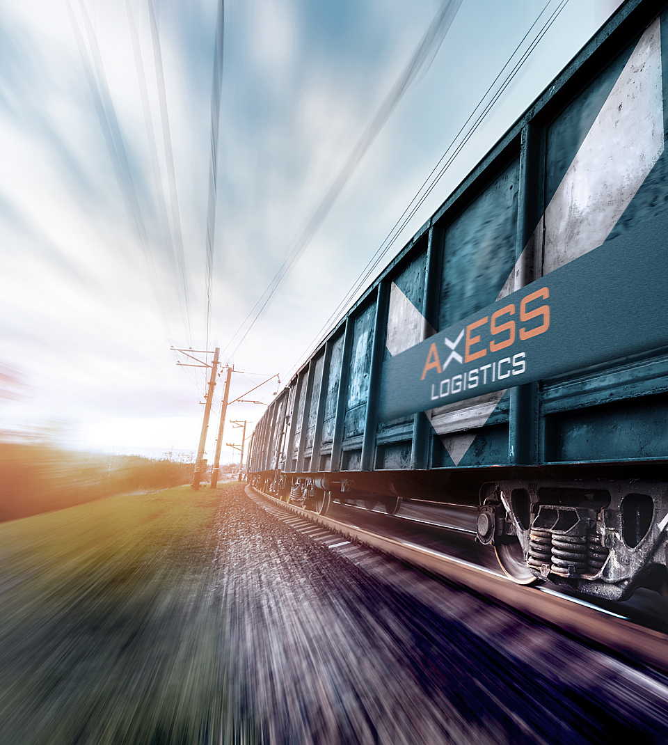 Axess Logistics freight wagon for car transport by rail – sustainable logistics solution.